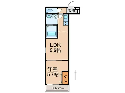 フジパレス市駅東ウエスト(1LDK/1階)の間取り写真