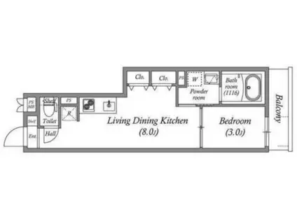 S-MOVE緑橋II(1LDK/4階)の間取り写真