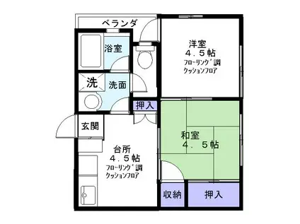 トリエールもとまち(2K/1階)の間取り写真