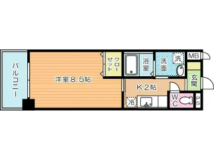 セトル.イン鳳(1K/6階)の間取り写真