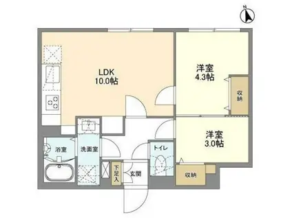 ウェルスクエア新宿戸山(2LDK/1階)の間取り写真