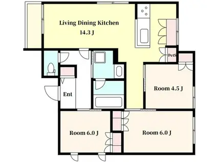 中町2丁目メゾン(3LDK/2階)の間取り写真