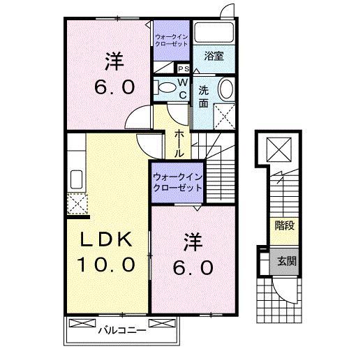 エアリー・アバンツァートA(2LDK/2階)の間取り写真