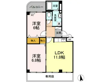 PLEIADES A棟(2LDK/1階)の間取り写真