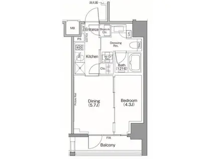 ザ・パークハビオSOHO南青山(1DK/5階)の間取り写真