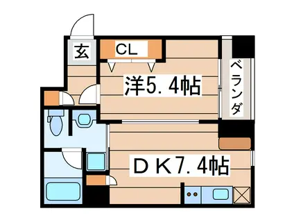 レムナント晩翠(1DK/4階)の間取り写真