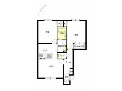 ヴィアソーレ 壱番館 A(2LDK/1階)の間取り写真