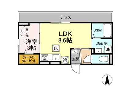 D PAINA松見町(1LDK/1階)の間取り写真