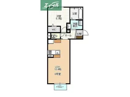 ハートフル新保(1LDK/1階)の間取り写真