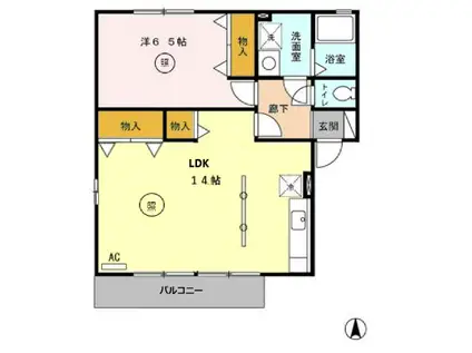 メゾンプレミールA棟(1LDK/1階)の間取り写真