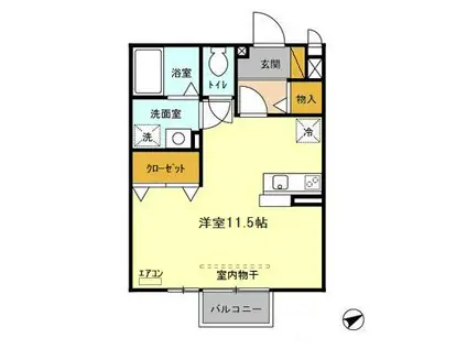 メルベーユ(ワンルーム/2階)の間取り写真