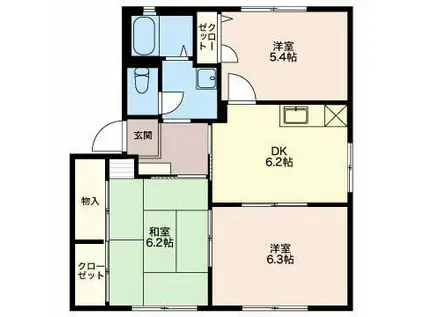 ルミエール一宮C(3DK/1階)の間取り写真