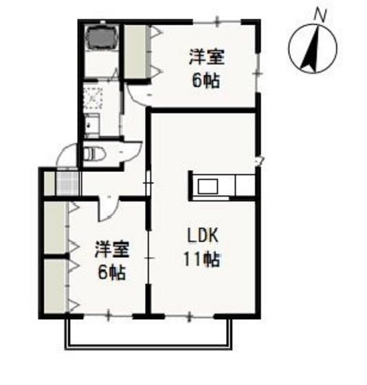 ペアフィールドB(2LDK/2階)の間取り写真