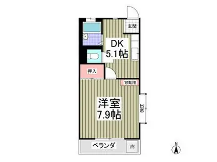 アイランドハイツ(1K/1階)の間取り写真