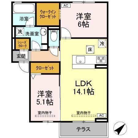 恵比寿の森(2LDK/1階)の間取り写真