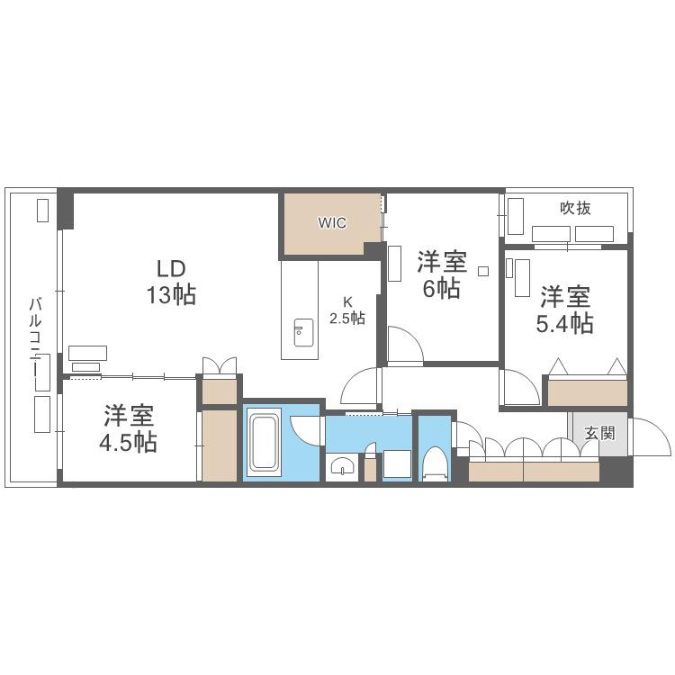 SーRESIDENCE南円山BLAZE(3LDK/1階)の間取り写真
