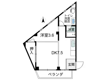 KNSII(1DK/2階)の間取り写真
