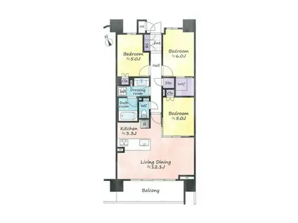 ザ・パームス祐天寺マスタープレイス(3LDK/4階)の間取り写真