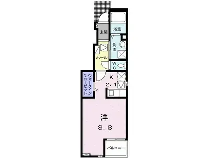 リード・ブロッサム B(1K/1階)の間取り写真