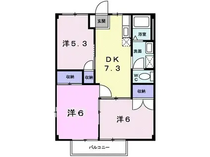 アクティブ大塚(3DK/2階)の間取り写真