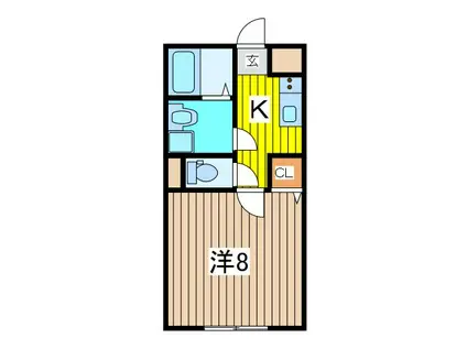 ヴィラキャリーヌ(1K/1階)の間取り写真