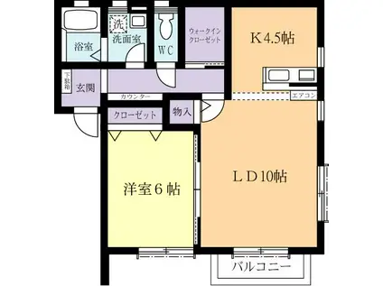 ニューポート(1LDK/1階)の間取り写真