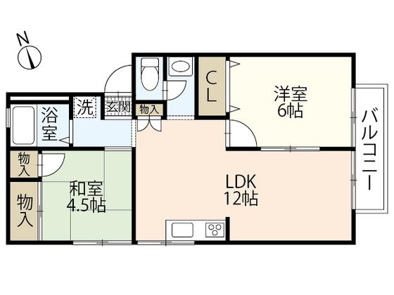プレジール高広(2LDK/1階)の間取り写真