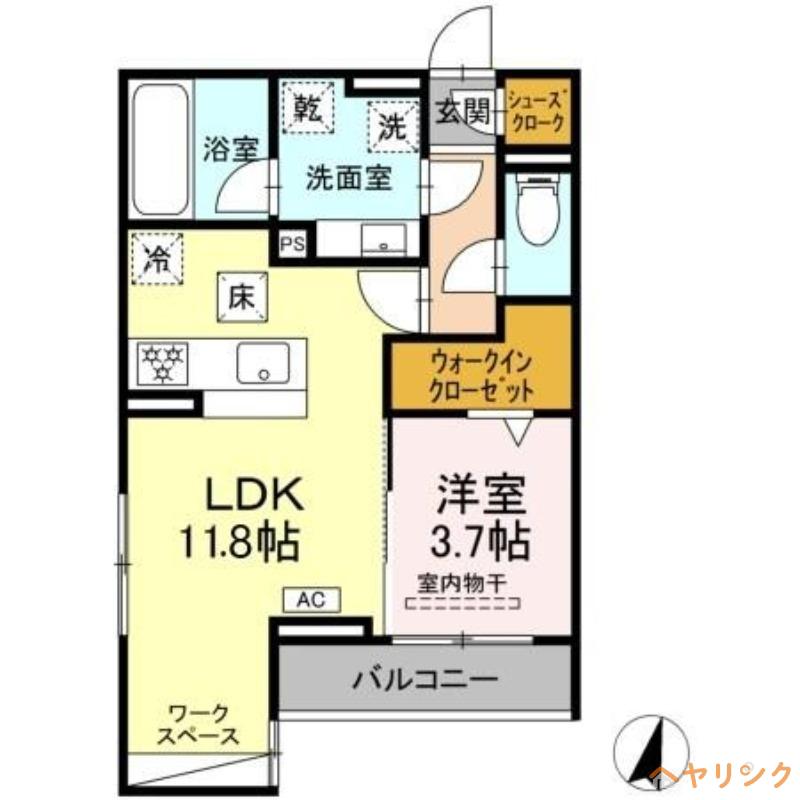 アメニティコート(1LDK/1階)の間取り写真