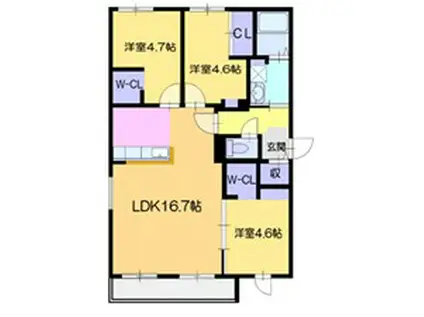 ラ・シュエットアソシエ(3LDK/3階)の間取り写真