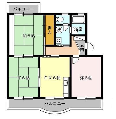 コーポラス望月(3DK/2階)の間取り写真