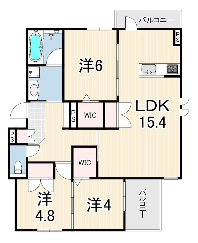 HEBEL MAISON 塚口(3LDK/3階)の間取り写真