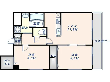 リバーサイドスィート裕貴(2LDK/5階)の間取り写真