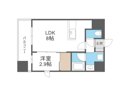 グランフォーレプライム千早(1LDK/7階)の間取り写真