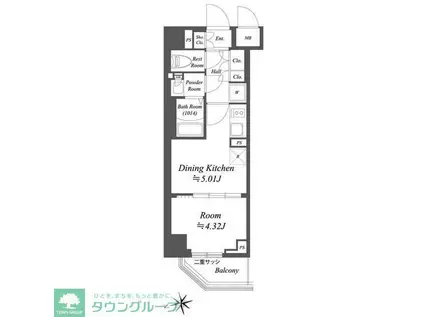 ブランシエスタ荻窪(1DK/6階)の間取り写真