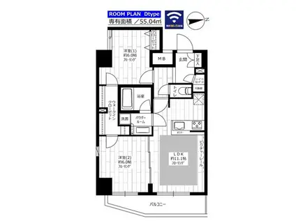 ステージファースト新御徒町II(2LDK/12階)の間取り写真
