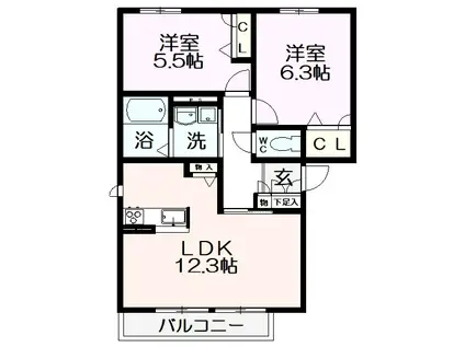 トーアメゾン(2LDK/2階)の間取り写真