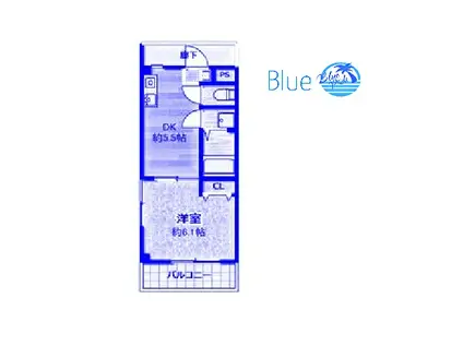 グランビューライフ(1DK/2階)の間取り写真