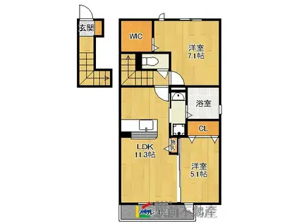 ベラルーチェ南ヶ丘(2LDK/2階)の間取り写真