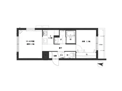 グランメール LILA(1LDK/2階)の間取り写真