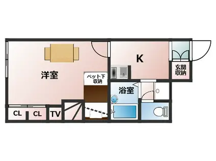 ルミエール夢 II(1K/1階)の間取り写真