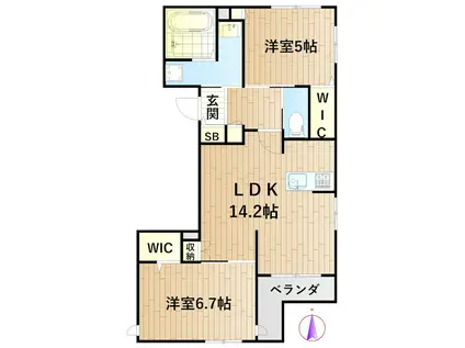 ステラ元住吉(2LDK/3階)の間取り写真