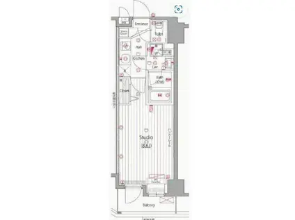 ガーラ・ヒルズ赤坂(1K/2階)の間取り写真