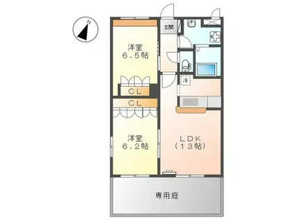 ERIRUNA MIKADUKI(2LDK/1階)の間取り写真