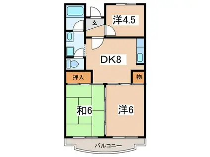 城山・松本マンション(3DK/3階)の間取り写真