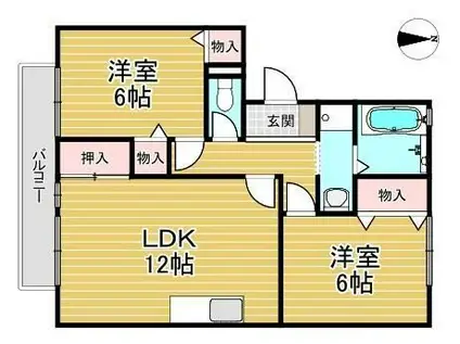 VOGEL・PLATS・HONDA B棟(2LDK/2階)の間取り写真