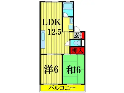 若葉マンション(2LDK/3階)の間取り写真