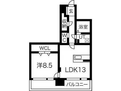 ペリエ ジュエ(1LDK/9階)の間取り写真