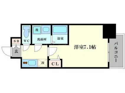 プレサンス難波フィールド(1K/8階)の間取り写真