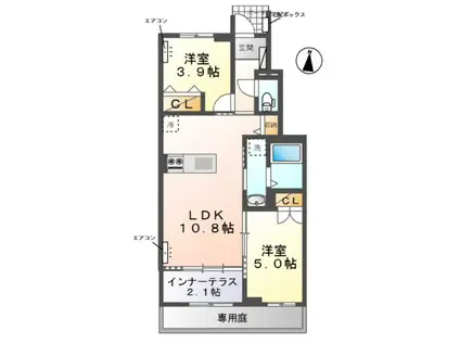 野田市岩名 アパート(2LDK/1階)の間取り写真