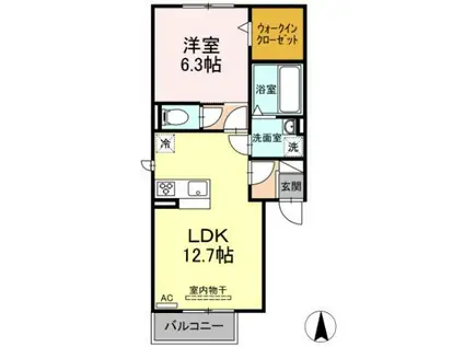 ラ ベル ヴィ(1LDK/2階)の間取り写真